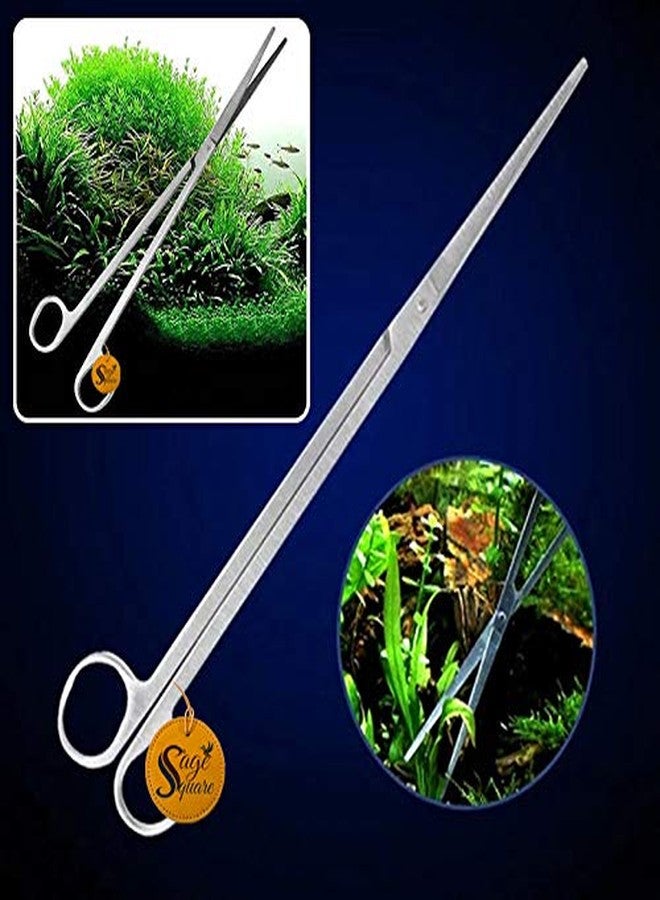 Sage Square Jumbo Size Professional Aquarium Tongs Scissor Long Stainless Steel Scissor Tool for Fish Tank, Aquatic Plant Cleaning (Wave & Straight) - Image 5